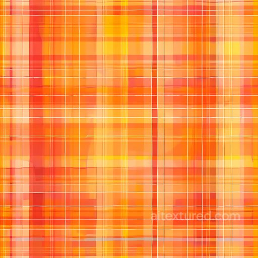 Seamless 3D PBR Texture of Vibrant Orange and Yellow Plaid Fabric Pattern texture preview
