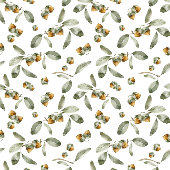 Watercolor Greenery Seamless Texture with Soft Leaves and Floral Buds watercolor greenery texture preview