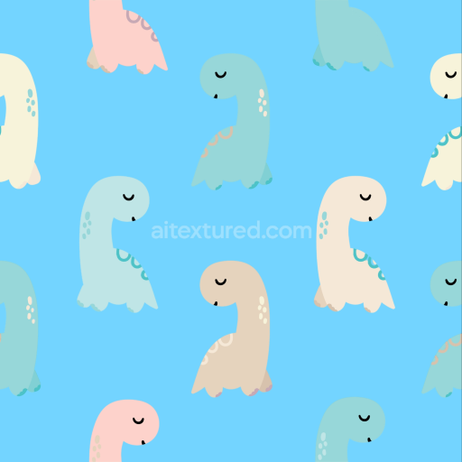 Seamless 3D PBR Fabric Texture Featuring Pastel Baby Dinosaur Pattern