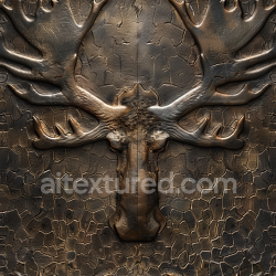 seamless Seamless 3D PBR Cracked Embossed Dark Leather Texture with Deer Motif texture 8k free download PBR