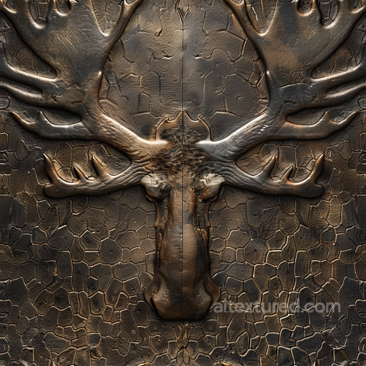 Cracked Embossed Dark Leather Texture with Deer Motif seamless Leather PBR texture