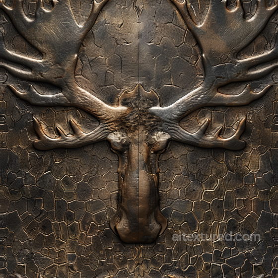 Cracked Embossed Dark Leather Texture with Deer Motif Leather texture preview