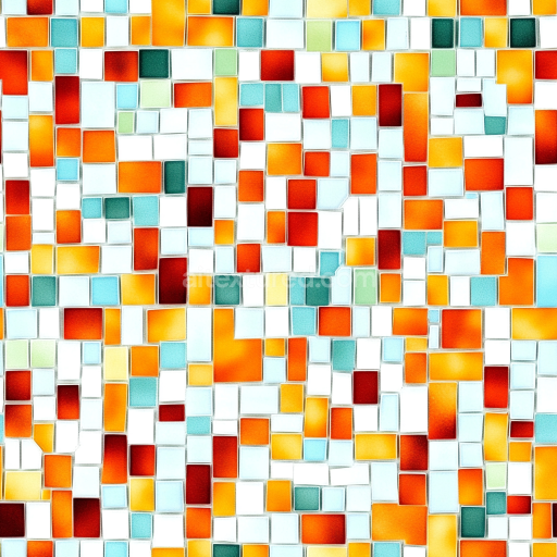 Seamless 3D Mosaic PBR Texture Featuring Vibrant Ceramic Tiles in Warm and Cool Tones texture preview