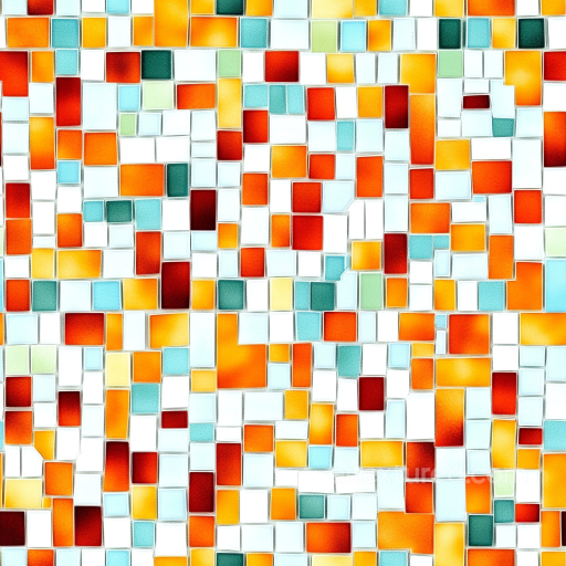 Mosaic PBR Texture Featuring Vibrant Ceramic Tiles in Warm and Cool Tones seamless Mosaic PBR texture