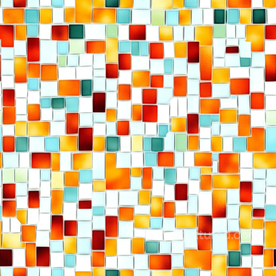 Mosaic PBR Texture Featuring Vibrant Ceramic Tiles in Warm and Cool Tones Mosaic texture preview