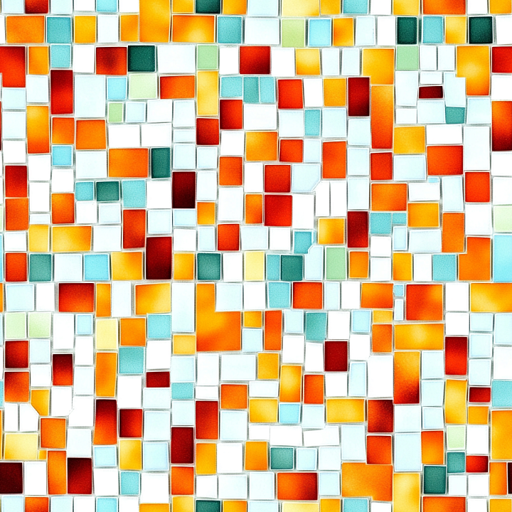 Mosaic Featuring Vibrant Ceramic Tiles in Warm and Cool Tones seamless PBR texture preview
