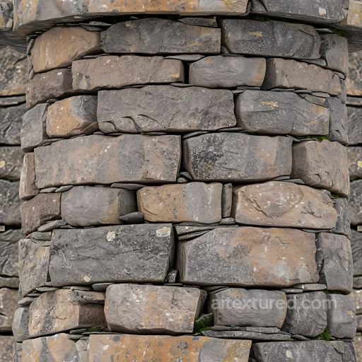 Weathered Stone Wall Seamless Texture with Natural Moss Details seamless Stone PBR texture