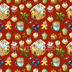 seamless Seamless 3D PBR Texture of Festive Christmas Digital Paper with Gingerbread and Sweets Pattern texture 8k free download PBR
