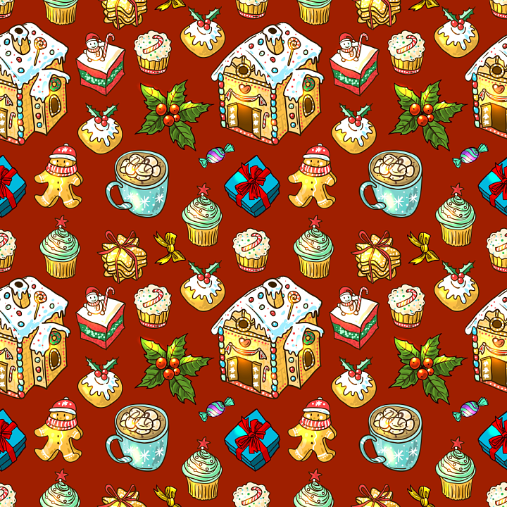 All Christmas Digital paper of Festive Christmas Digital Paper with Gin… seamless PBR texture preview