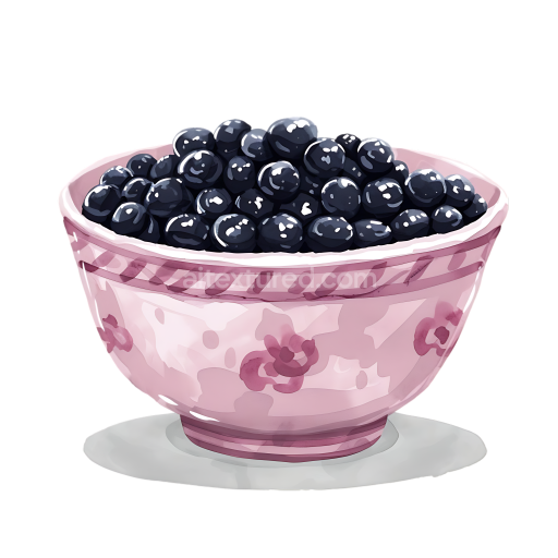 Preview — Breakfast Black Rice Porridge Bowl with Blueberries in Soft Pink Ceramic