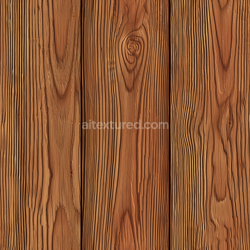Seamless 3D PBR Texture of Warm Reclaimed Wood Planks with Prominent Grain and Knots