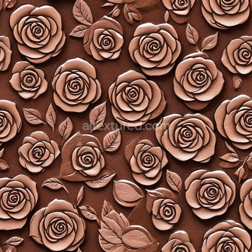 Seamless 3D PBR Embossed Brown Leather Texture with Detailed Floral Pattern