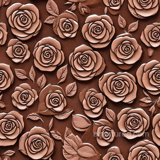 Embossed Brown Leather Texture with Detailed Floral Pattern seamless Leather PBR texture
