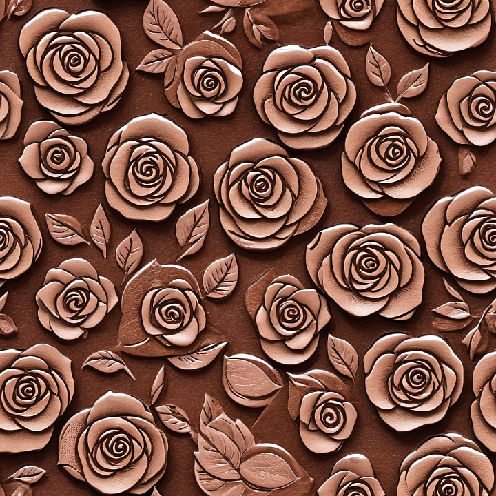 Embossed Brown Leather with Detailed Floral Pattern seamless PBR texture preview