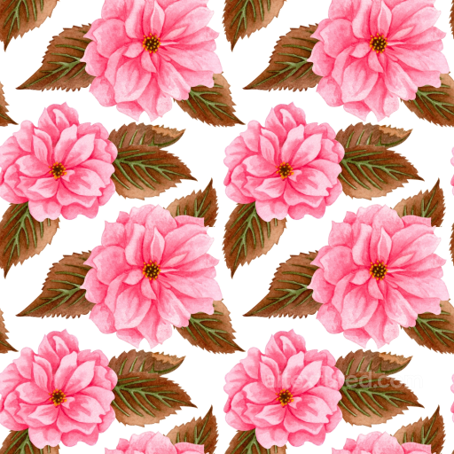 Pink Flower Fabric Seamless Texture with Leaf Motifs seamless Pink Flower PBR texture