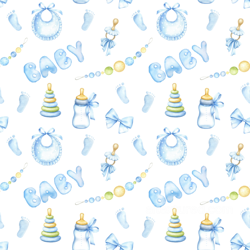 Baby Boy Themed Pattern Texture in Soft Blue Tones seamless Baby Boy PBR texture