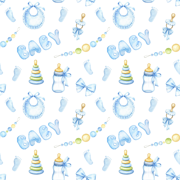 Baby Boy Themed Pattern in Soft Blue Tones seamless PBR texture preview