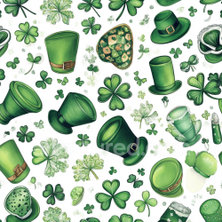 seamless Seamless 3D PBR Texture Featuring St Patrick's Green Hats and Shamrocks texture 8k free download PBR