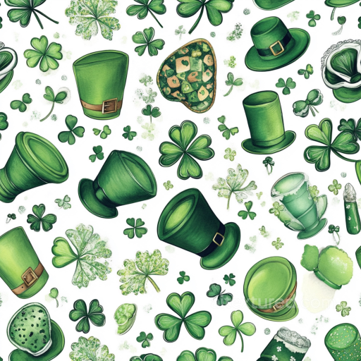 Featuring St Patrick's Green Hats and Shamrocks seamless St patrick digital paper bundle PBR texture