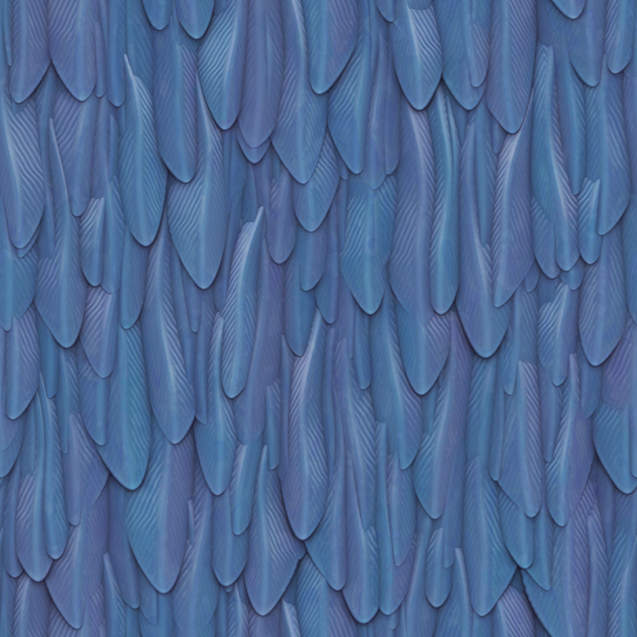 Stylized Bird Cartoon Feathers Organic seamless PBR texture preview