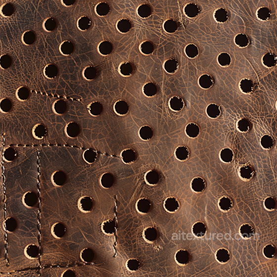 Distressed Brown Leather Texture with Perforations and Detailed Stitching Leather texture preview