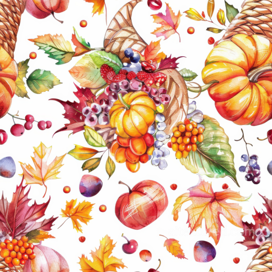 Colorful Thanksgiving Harvest Pattern Seamless Texture with Pumpkins and Fall Leaves Thanksgiving texture preview