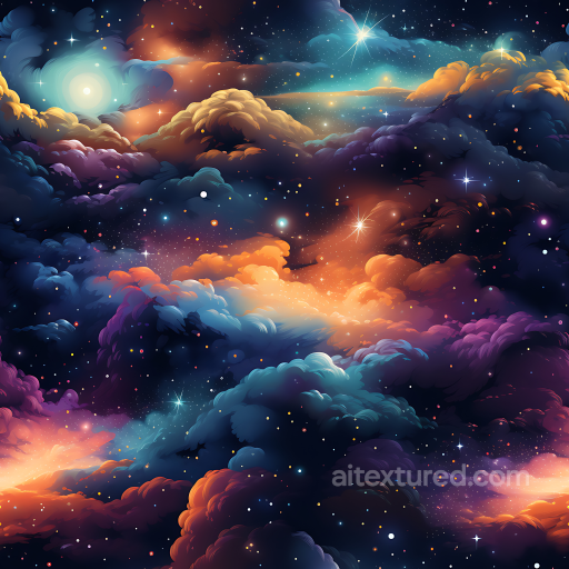 Space PBR Texture Featuring Vibrant Nebula Clouds and Starfield seamless Star, space, planets PBR texture