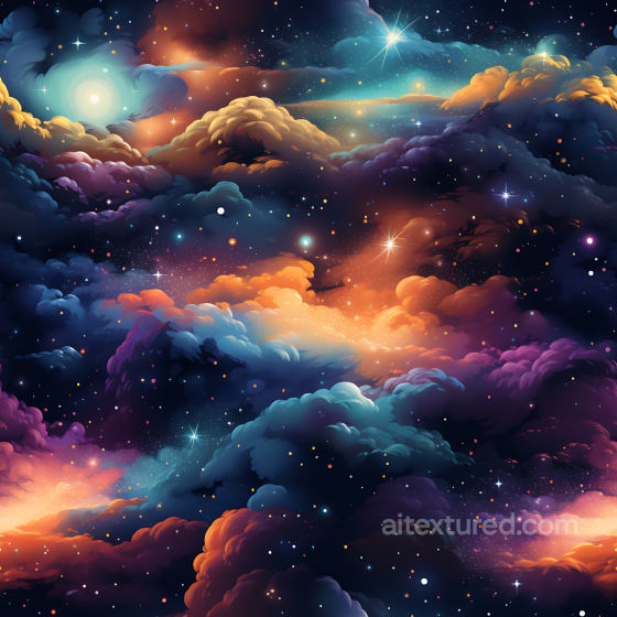 Space PBR Texture Featuring Vibrant Nebula Clouds and Starfield Star, space, planets texture preview