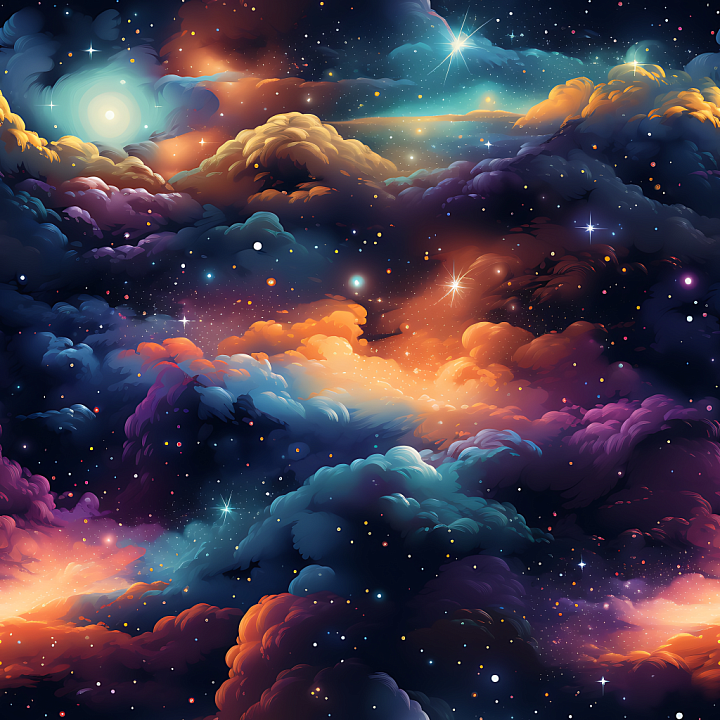 Space Featuring Vibrant Nebula Clouds and Starfield seamless PBR texture preview