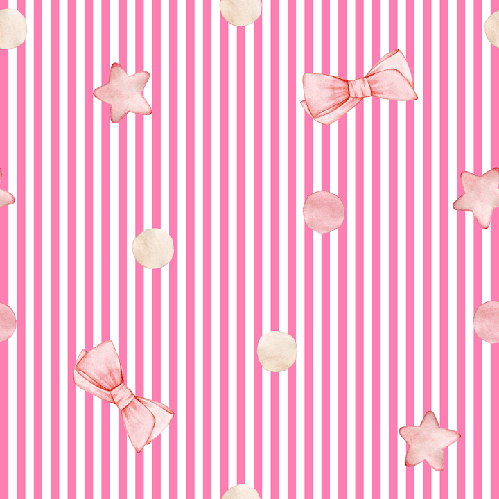 with Pink Stripes, Watercolor Stars, Bows, and Dots for Baby Girl Themes seamless PBR texture preview