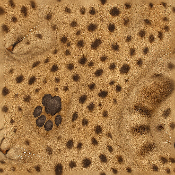 Fuzzy Skin Bristly Fur Mammal Skin Fur Undercoat Tail Fur Paw Pads Whis… seamless PBR texture preview