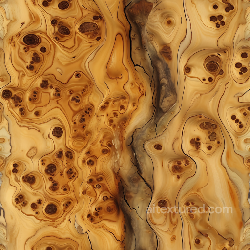 Burl Wood Texture Featuring Rich Knots and Natural Cracks seamless Wood PBR texture
