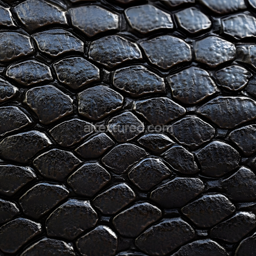 Seamless 3D PBR Reptilian Black Scales Skin Texture with Glossy Detail