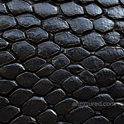 Reptilian Black Scales Skin Texture with Glossy Detail seamless Skin PBR texture