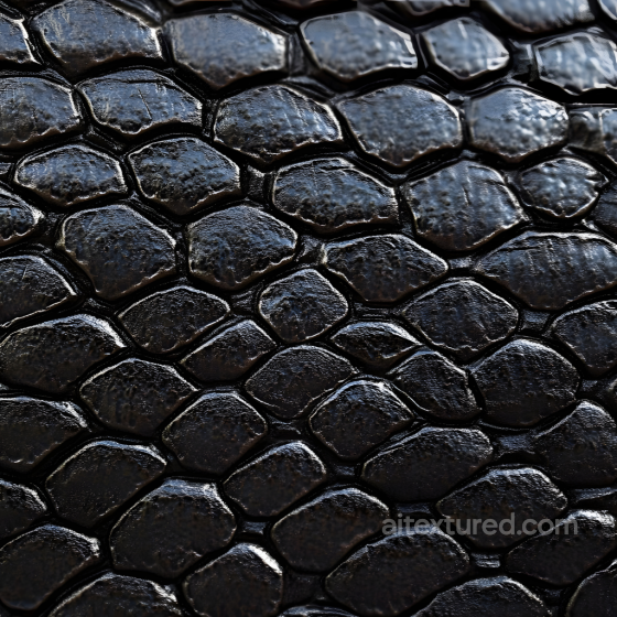 Reptilian Black Scales Skin Texture with Glossy Detail Skin texture preview