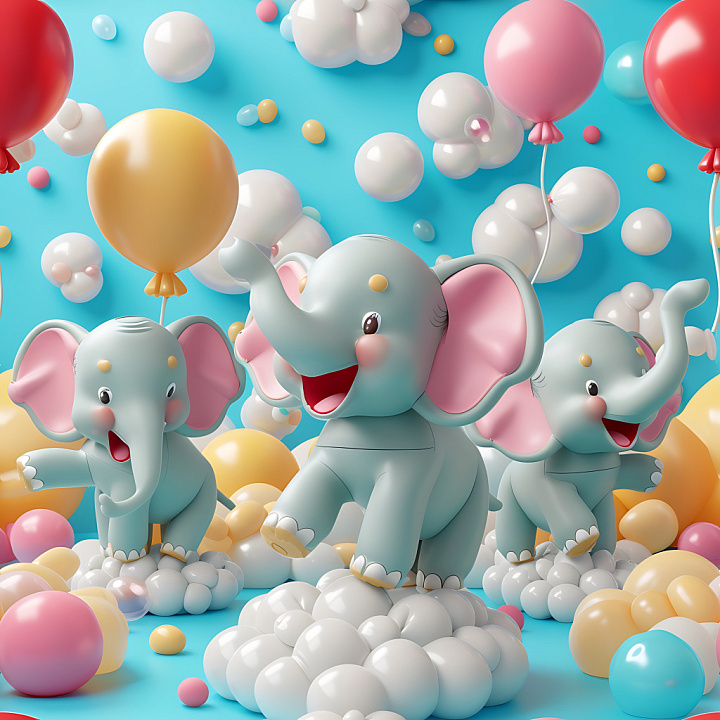 Inflated Vinyl Balloon in Pastel Colors seamless PBR texture preview