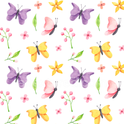 seamless Seamless 3D PBR Texture Featuring Watercolor Butterflies and Floral Elements texture 8k free download PBR