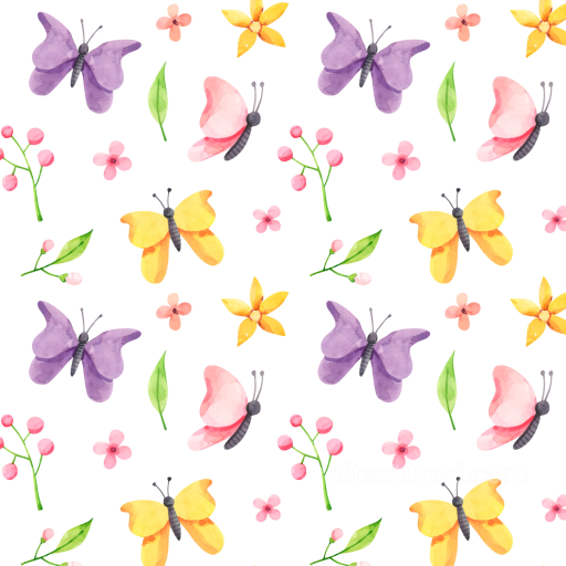 Featuring Watercolor Butterflies and Floral Elements seamless Watercolor Butterflies PBR texture