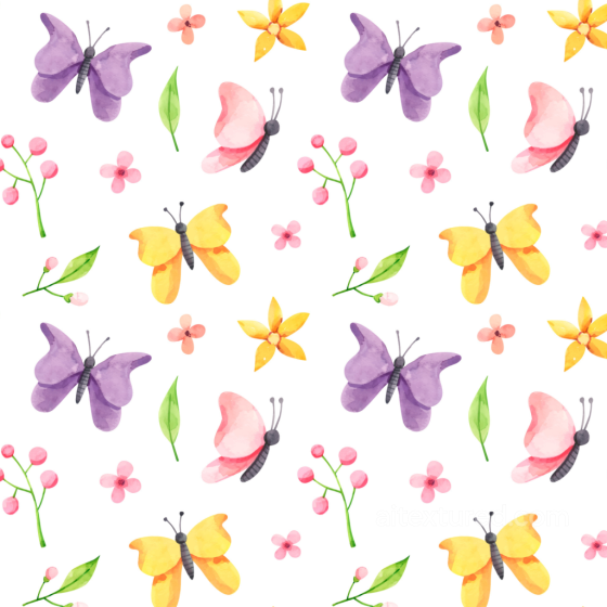 Featuring Watercolor Butterflies and Floral Elements Watercolor Butterflies texture preview