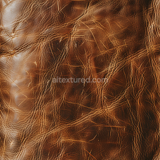 Seamless 3D Distressed Brown Leather PBR Texture with Deep Wrinkles and Natural Aging
