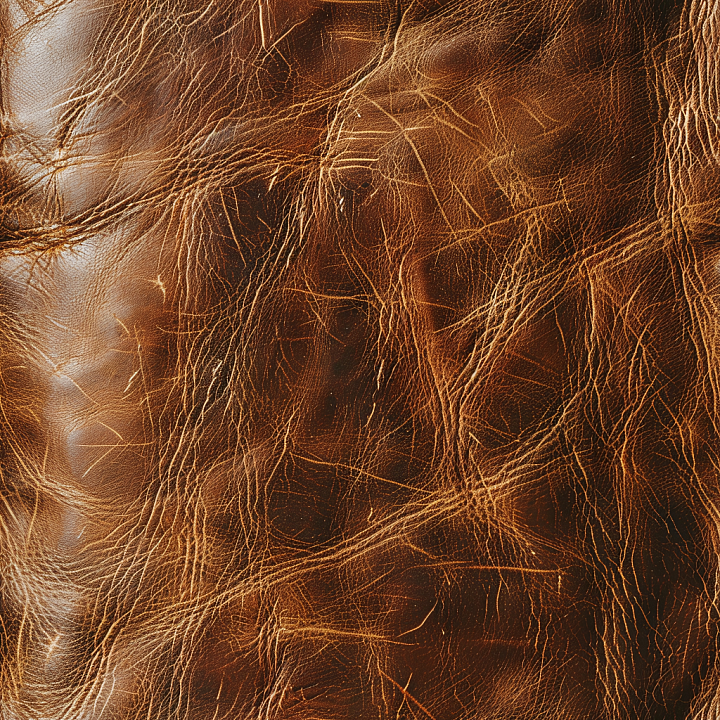 Distressed Brown Leather with Deep Wrinkles and Natural Aging seamless PBR texture preview