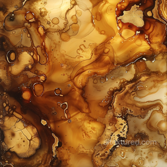 Alcohol Ink PBR Texture Featuring Amber Gold Veins and Fluid Marbling Alcohol ink texture preview