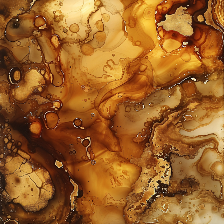 Alcohol Ink Featuring Amber Gold Veins and Fluid Marbling seamless PBR texture preview