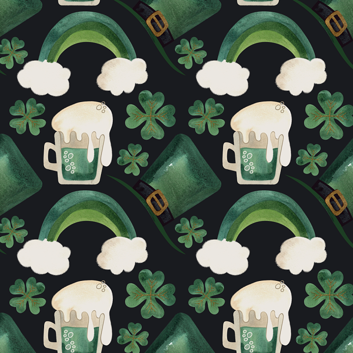 Featuring St Patrick's Day Themed Watercolor Illustrations seamless PBR texture preview
