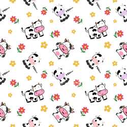 Pattern Bundle - Seamless 3D Pattern PBR Texture with Playful Cartoon Cows and Colorful Floral Motifs texture preview