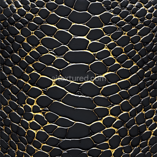 Seamless 3D PBR Texture of Realistic Black Reptile Skin with Glossy Scales