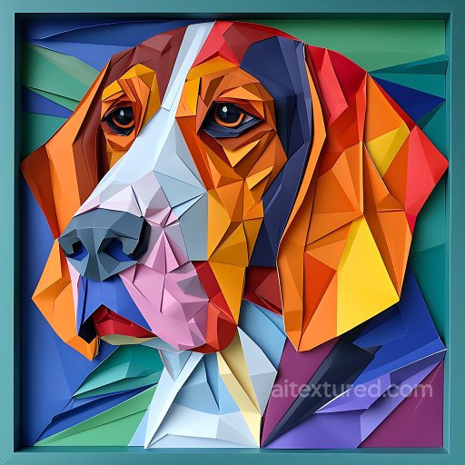 Animal - Seamless 3D PBR Texture Featuring Vibrant Polygonal Dog Portrait texture preview