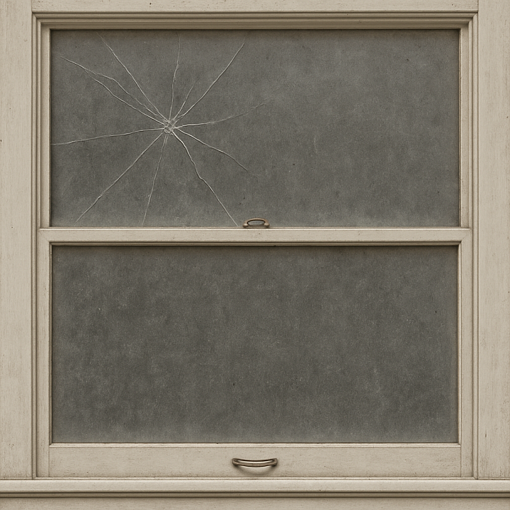 Of Double Hung Window With Cracked Glass And Window Dirt Accum… seamless PBR texture preview