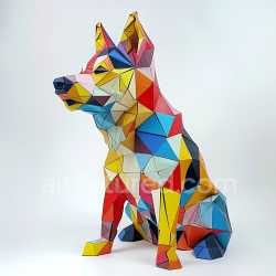 seamless Seamless 3D PBR Texture Featuring Vibrant Geometric Dog Design with Triangular Patches texture 8k free download PBR