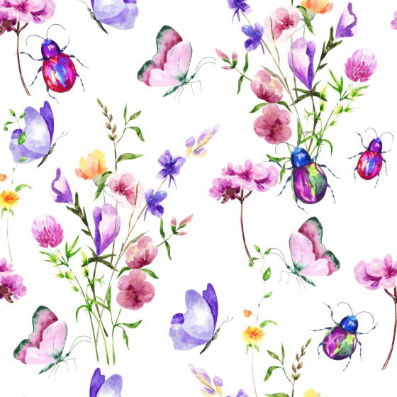 Watercolor Butterflies Floral Fabric Texture in Pastel Colors Watercolor Butterflies texture preview